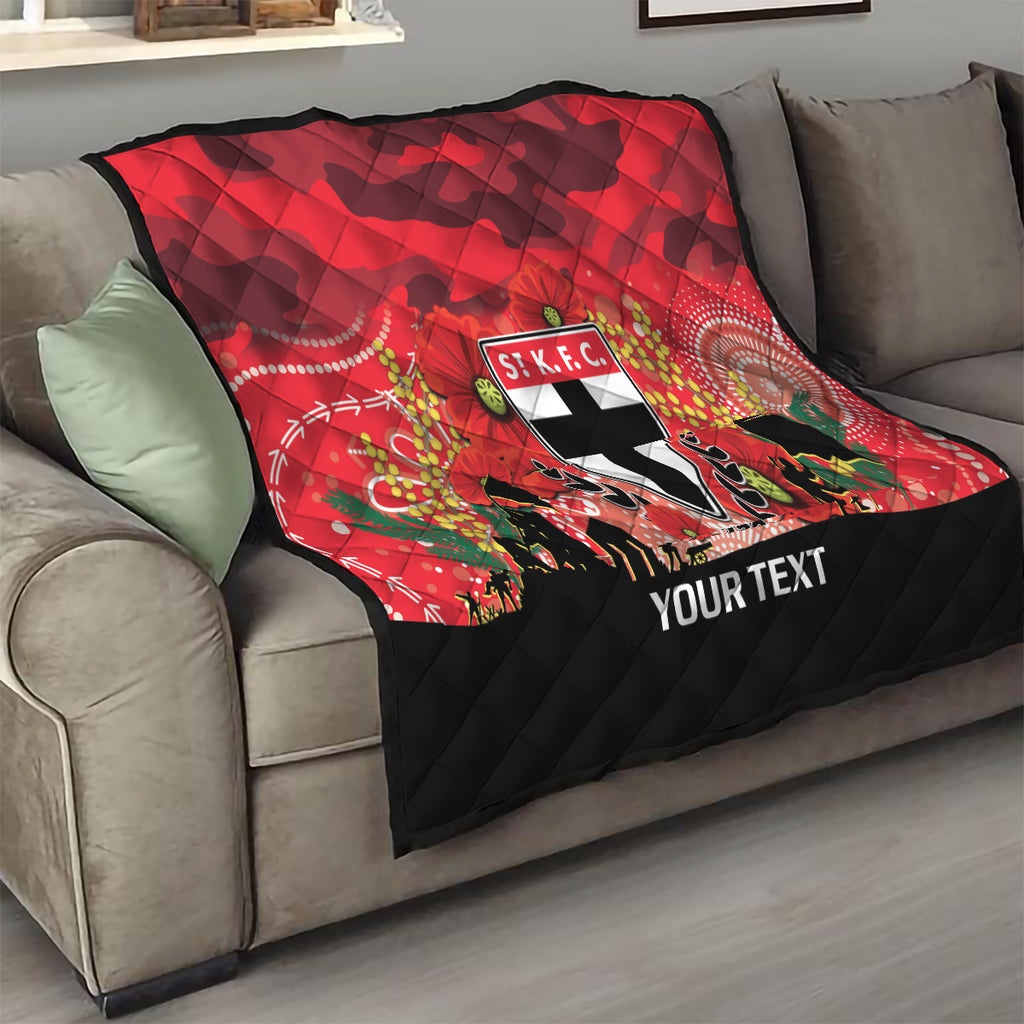 Custom St Kilda Football ANZAC Quilt Gallipoli Camouflage With Poppies