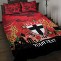 Custom St Kilda Football ANZAC Quilt Bed Set Gallipoli Camouflage With Poppies