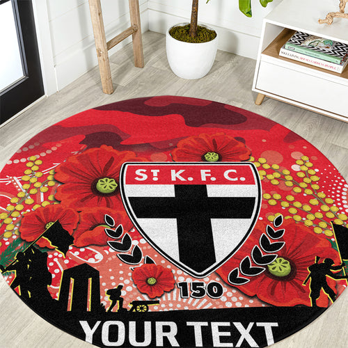Custom St Kilda Football ANZAC Round Carpet Gallipoli Camouflage With Poppies