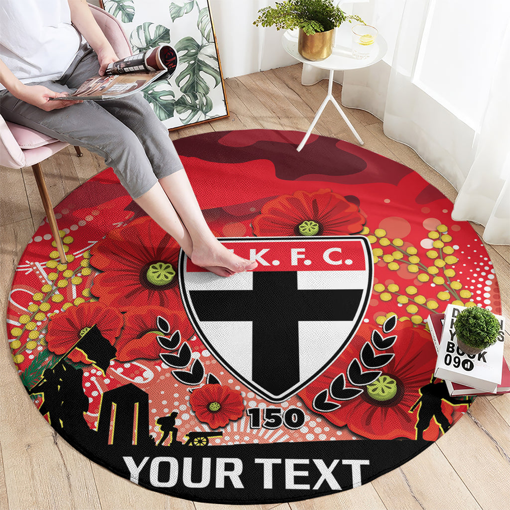 Custom St Kilda Football ANZAC Round Carpet Gallipoli Camouflage With Poppies