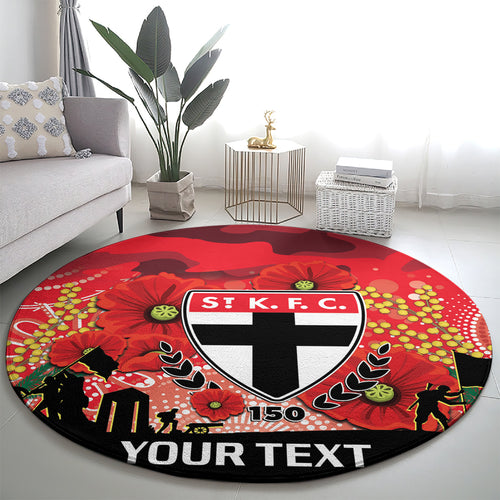 Custom St Kilda Football ANZAC Round Carpet Gallipoli Camouflage With Poppies