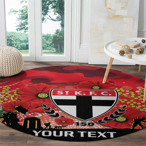 Custom St Kilda Football ANZAC Round Carpet Gallipoli Camouflage With Poppies