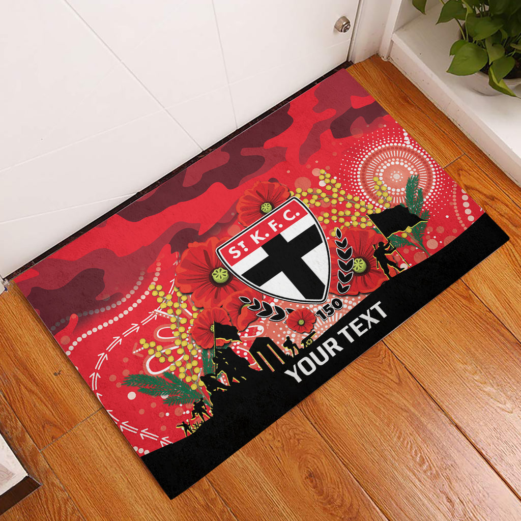 Custom St Kilda Football ANZAC Rubber Doormat Gallipoli Camouflage With Poppies