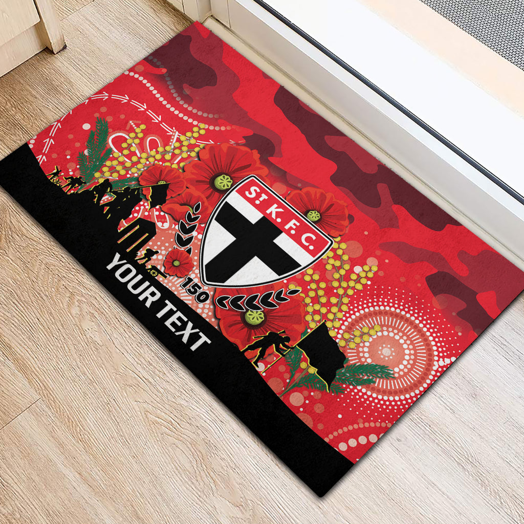 Custom St Kilda Football ANZAC Rubber Doormat Gallipoli Camouflage With Poppies