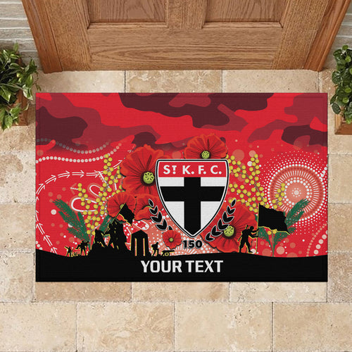Custom St Kilda Football ANZAC Rubber Doormat Gallipoli Camouflage With Poppies