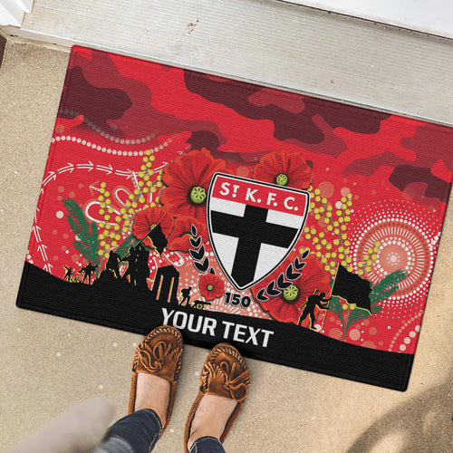Custom St Kilda Football ANZAC Rubber Doormat Gallipoli Camouflage With Poppies