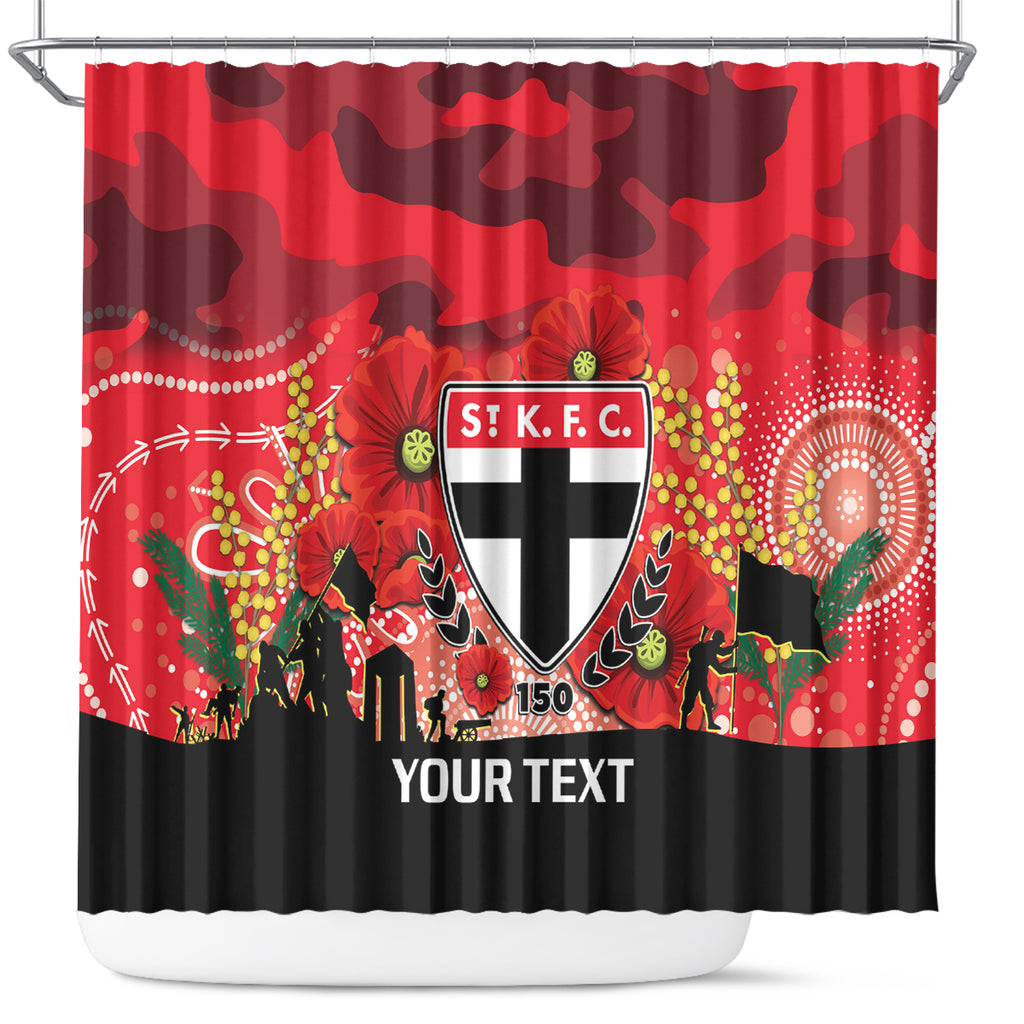 Custom St Kilda Football ANZAC Shower Curtain Gallipoli Camouflage With Poppies