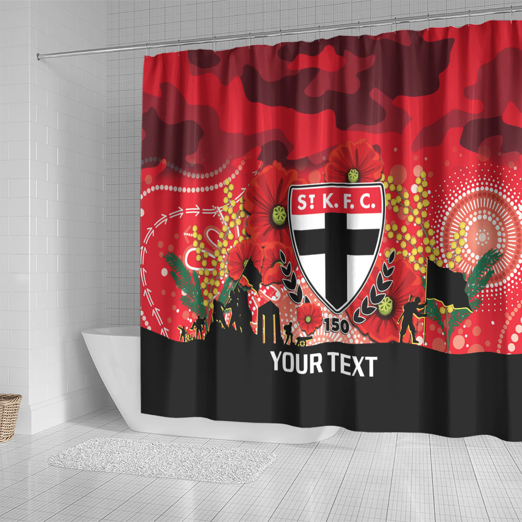 Custom St Kilda Football ANZAC Shower Curtain Gallipoli Camouflage With Poppies