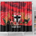 Custom St Kilda Football ANZAC Shower Curtain Gallipoli Camouflage With Poppies