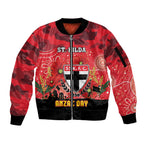 Custom St Kilda Football ANZAC Sleeve Zip Bomber Jacket Gallipoli Camouflage With Poppies