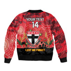 Custom St Kilda Football ANZAC Sleeve Zip Bomber Jacket Gallipoli Camouflage With Poppies