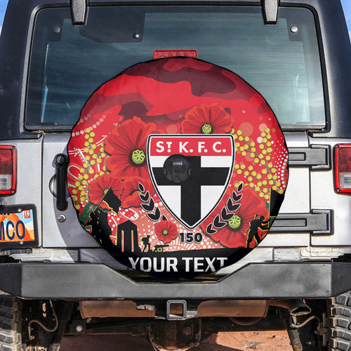 Custom St Kilda Football ANZAC Spare Tire Cover Gallipoli Camouflage With Poppies