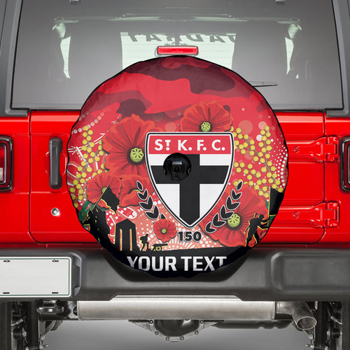 Custom St Kilda Football ANZAC Spare Tire Cover Gallipoli Camouflage With Poppies