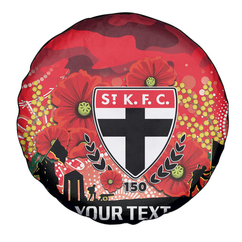 Custom St Kilda Football ANZAC Spare Tire Cover Gallipoli Camouflage With Poppies
