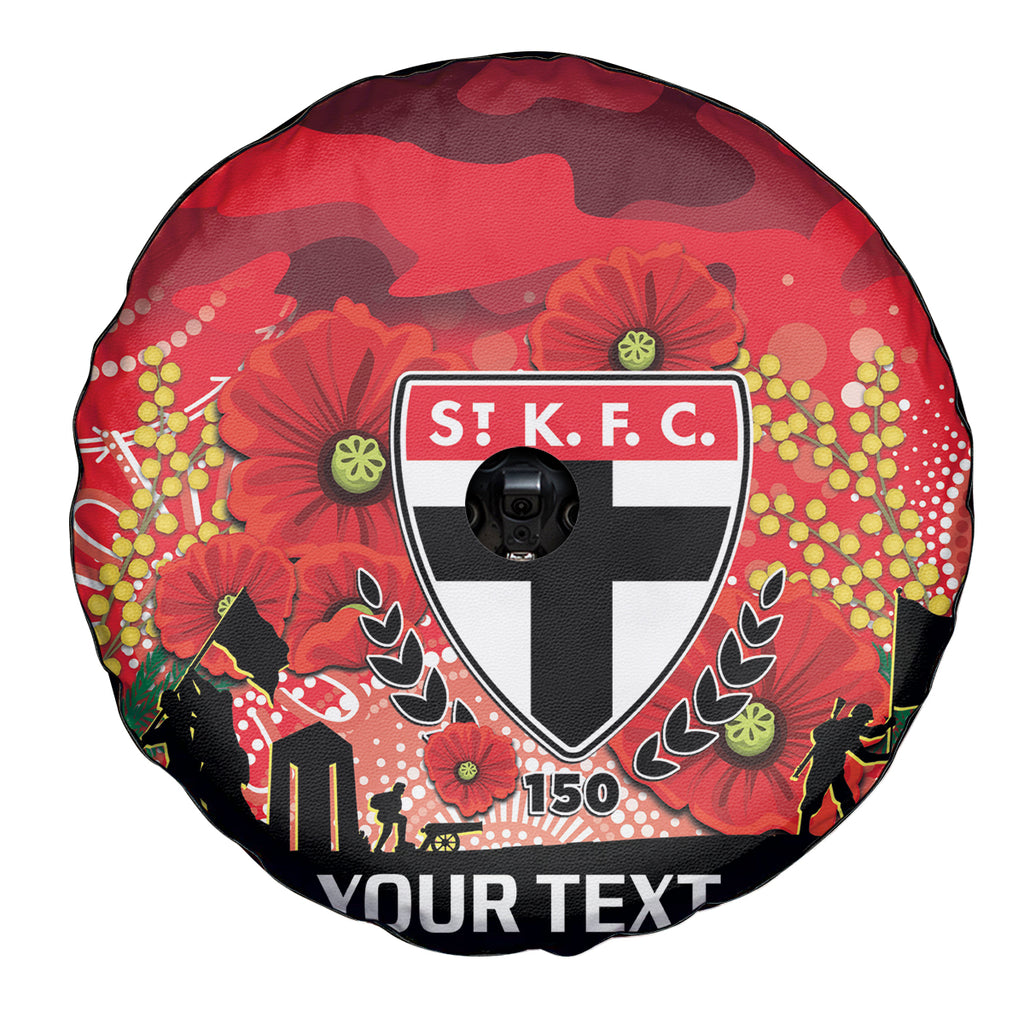 Custom St Kilda Football ANZAC Spare Tire Cover Gallipoli Camouflage With Poppies