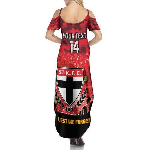 Custom St Kilda Football ANZAC Summer Maxi Dress Gallipoli Camouflage With Poppies