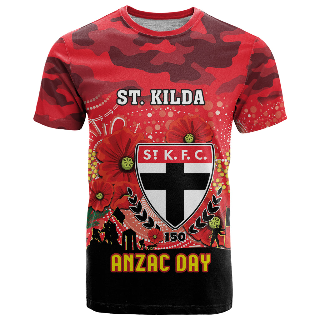 Custom St Kilda Football ANZAC T Shirt Gallipoli Camouflage With Poppies