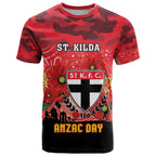 Custom St Kilda Football ANZAC T Shirt Gallipoli Camouflage With Poppies