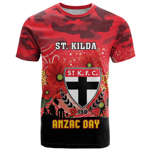 Custom St Kilda Football ANZAC T Shirt Gallipoli Camouflage With Poppies
