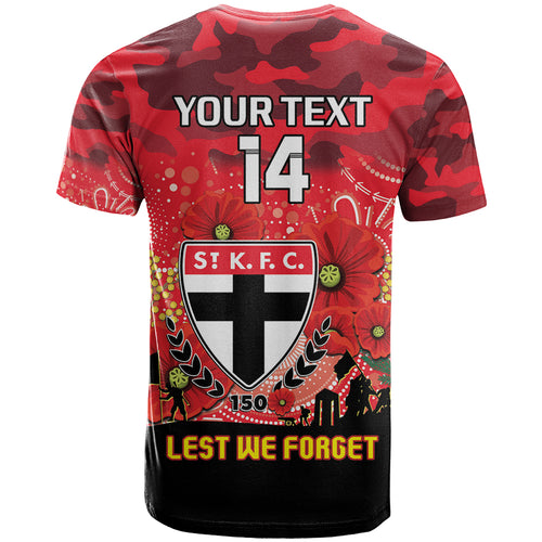 Custom St Kilda Football ANZAC T Shirt Gallipoli Camouflage With Poppies