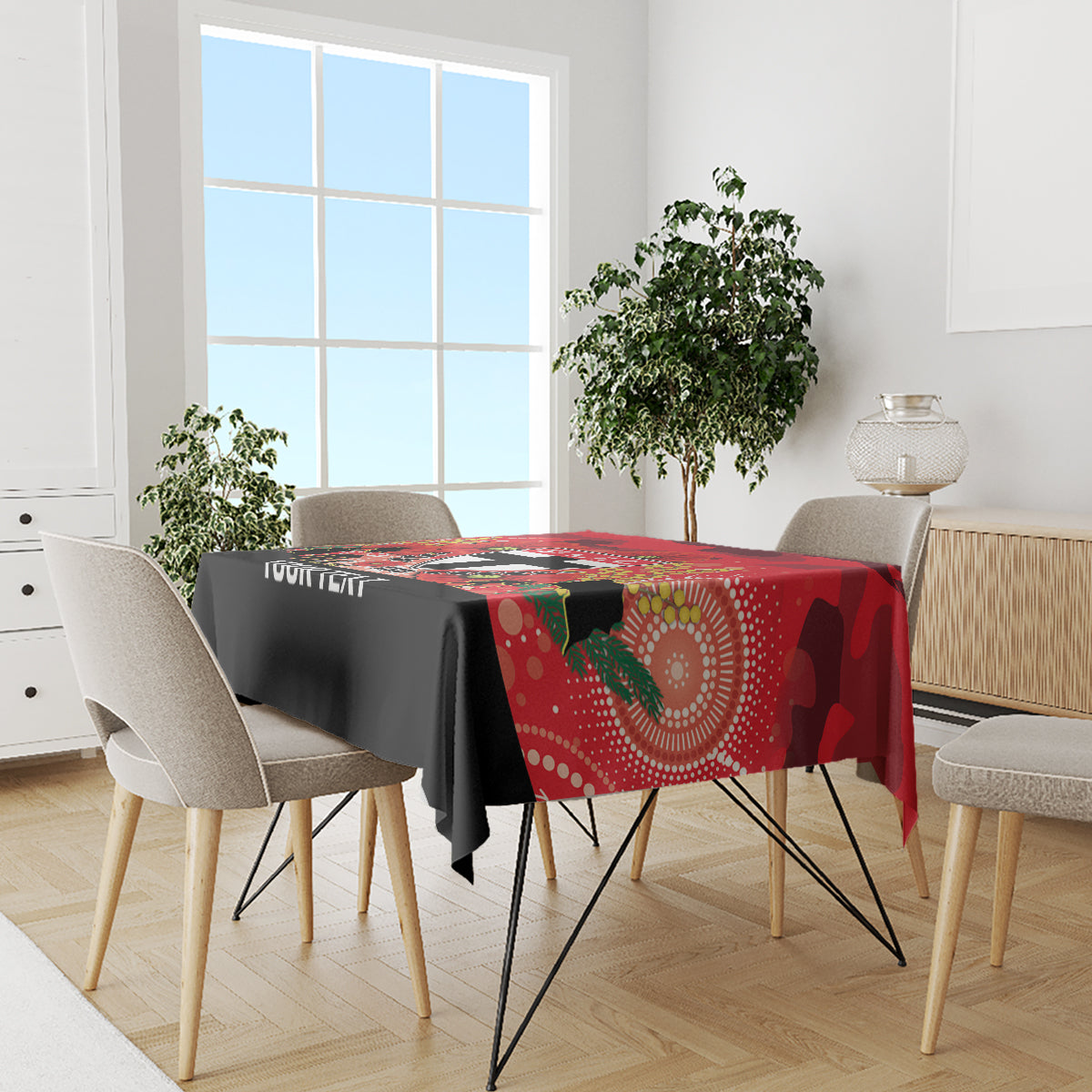Custom St Kilda Football ANZAC Tablecloth Gallipoli Camouflage With Poppies