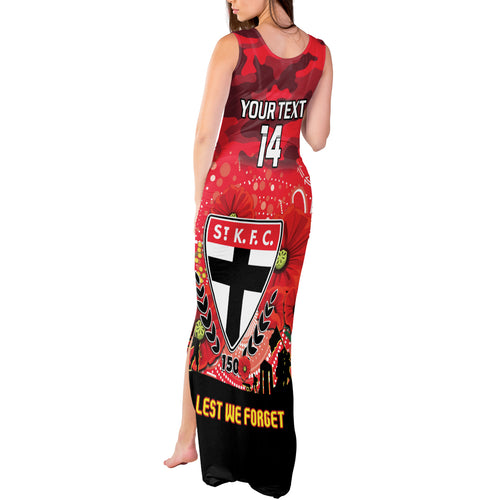 Custom St Kilda Football ANZAC Tank Maxi Dress Gallipoli Camouflage With Poppies