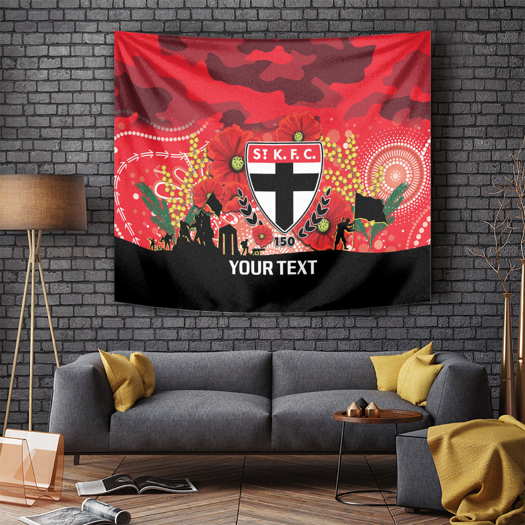 Custom St Kilda Football ANZAC Tapestry Gallipoli Camouflage With Poppies