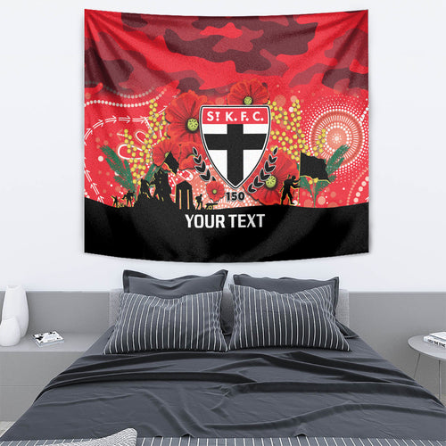 Custom St Kilda Football ANZAC Tapestry Gallipoli Camouflage With Poppies