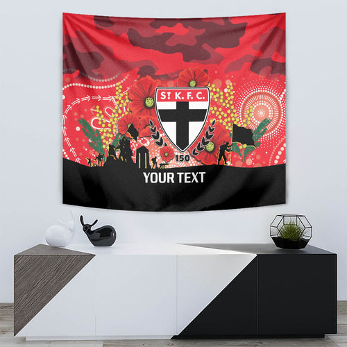 Custom St Kilda Football ANZAC Tapestry Gallipoli Camouflage With Poppies