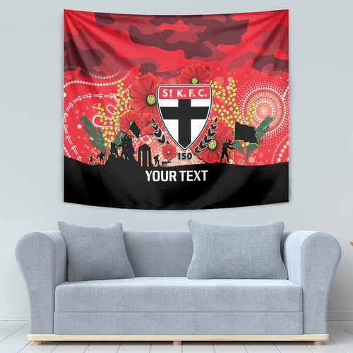 Custom St Kilda Football ANZAC Tapestry Gallipoli Camouflage With Poppies