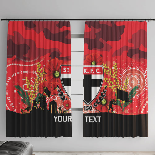 Custom St Kilda Football ANZAC Window Curtain Gallipoli Camouflage With Poppies
