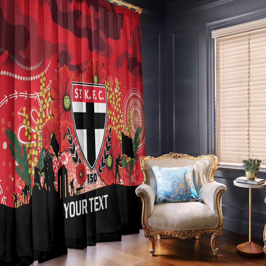Custom St Kilda Football ANZAC Window Curtain Gallipoli Camouflage With Poppies