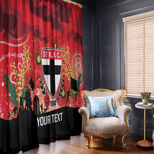 Custom St Kilda Football ANZAC Window Curtain Gallipoli Camouflage With Poppies
