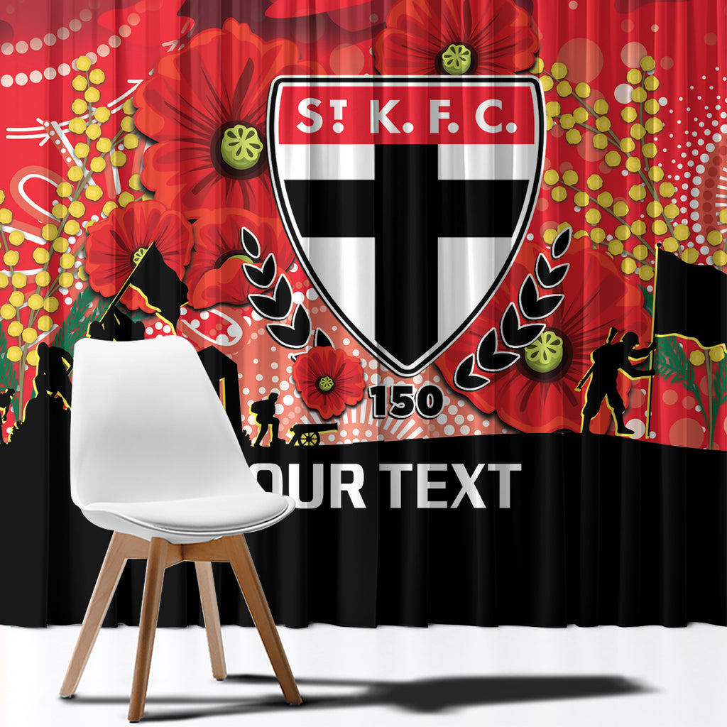 Custom St Kilda Football ANZAC Window Curtain Gallipoli Camouflage With Poppies