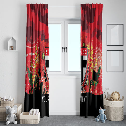 Custom St Kilda Football ANZAC Window Curtain Gallipoli Camouflage With Poppies