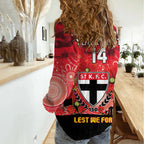 Custom St Kilda Football ANZAC Women Casual Shirt Gallipoli Camouflage With Poppies