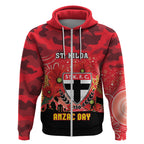 Custom St Kilda Football ANZAC Zip Hoodie Gallipoli Camouflage With Poppies