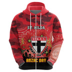 Custom St Kilda Football ANZAC Zip Hoodie Gallipoli Camouflage With Poppies