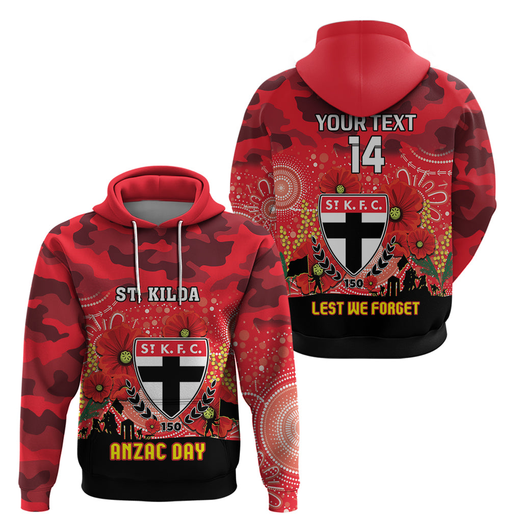 Custom St Kilda Football ANZAC Zip Hoodie Gallipoli Camouflage With Poppies