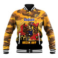 Custom Eagles Football ANZAC Baseball Jacket Gallipoli Camouflage With Poppies