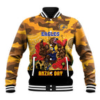 Custom Eagles Football ANZAC Baseball Jacket Gallipoli Camouflage With Poppies