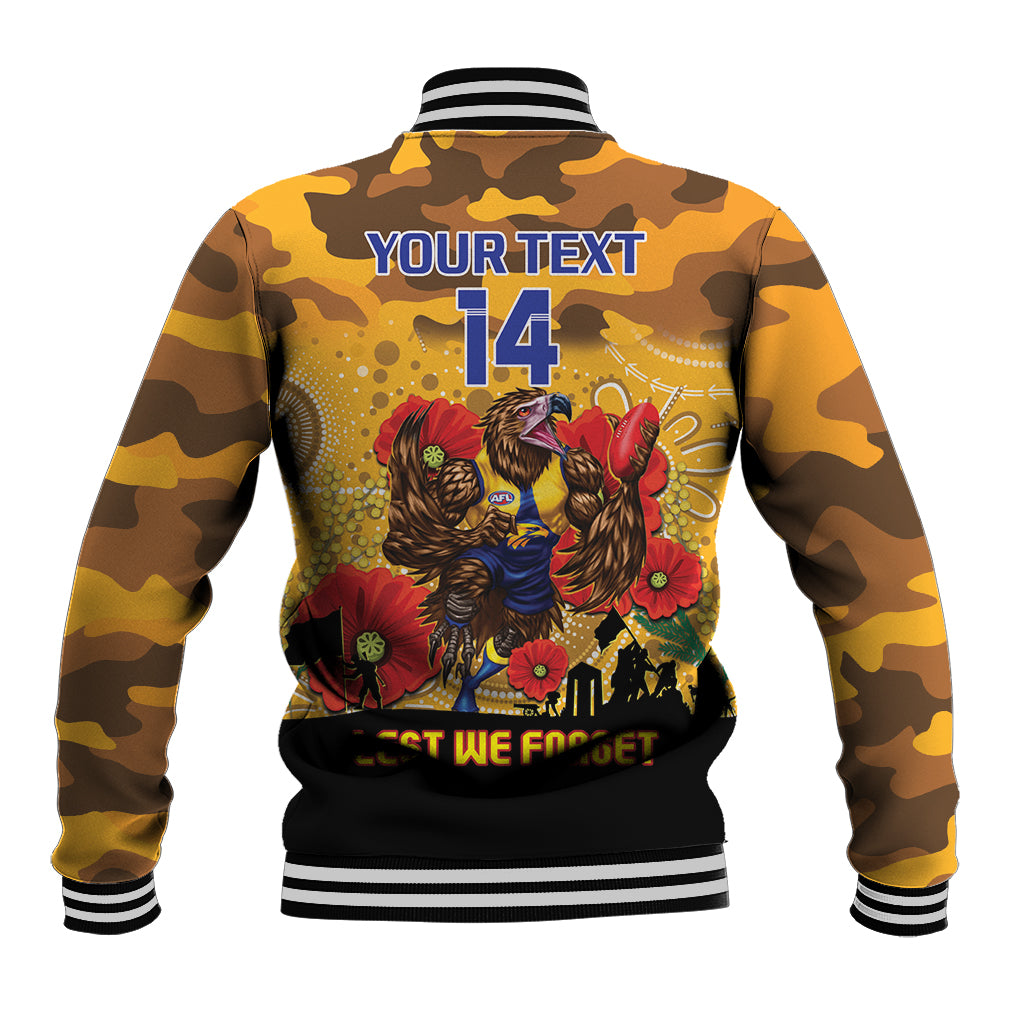 Custom Eagles Football ANZAC Baseball Jacket Gallipoli Camouflage With Poppies