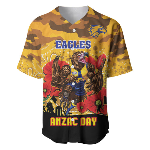 Custom Eagles Football ANZAC Baseball Jersey Gallipoli Camouflage With Poppies