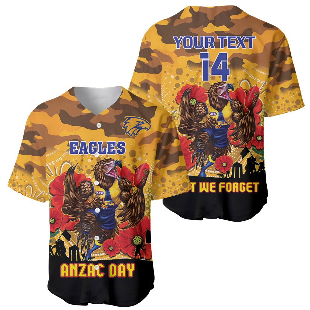 Custom Eagles Football ANZAC Baseball Jersey Gallipoli Camouflage With Poppies