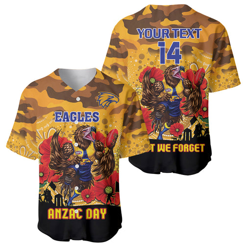 Custom Eagles Football ANZAC Baseball Jersey Gallipoli Camouflage With Poppies