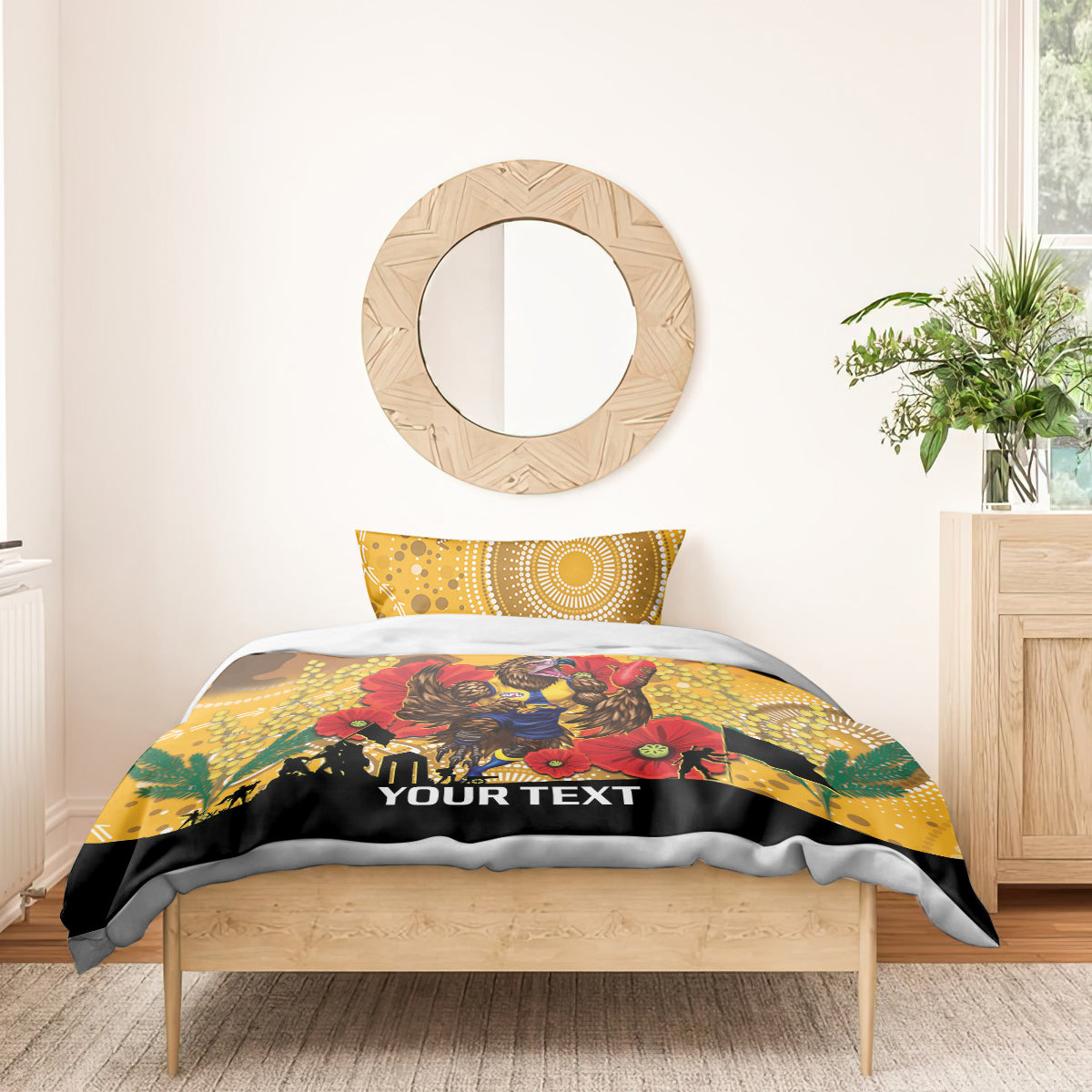 Custom Eagles Football ANZAC Bedding Set Gallipoli Camouflage With Poppies