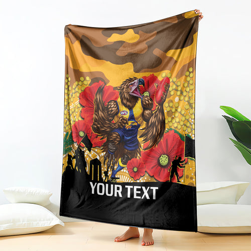 Custom Eagles Football ANZAC Blanket Gallipoli Camouflage With Poppies
