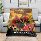 Custom Eagles Football ANZAC Blanket Gallipoli Camouflage With Poppies