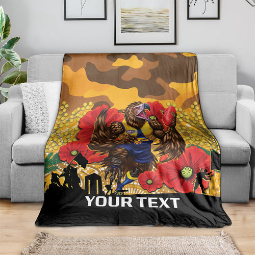 Custom Eagles Football ANZAC Blanket Gallipoli Camouflage With Poppies