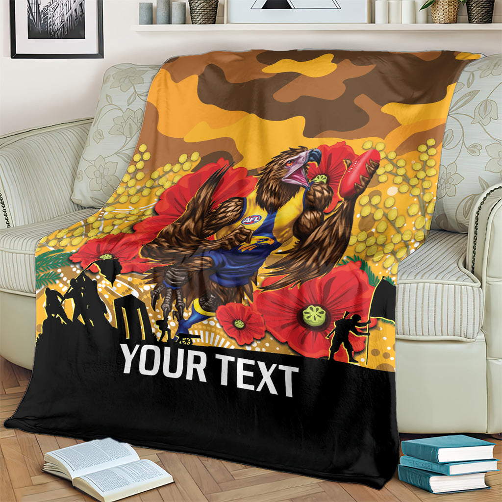 Custom Eagles Football ANZAC Blanket Gallipoli Camouflage With Poppies